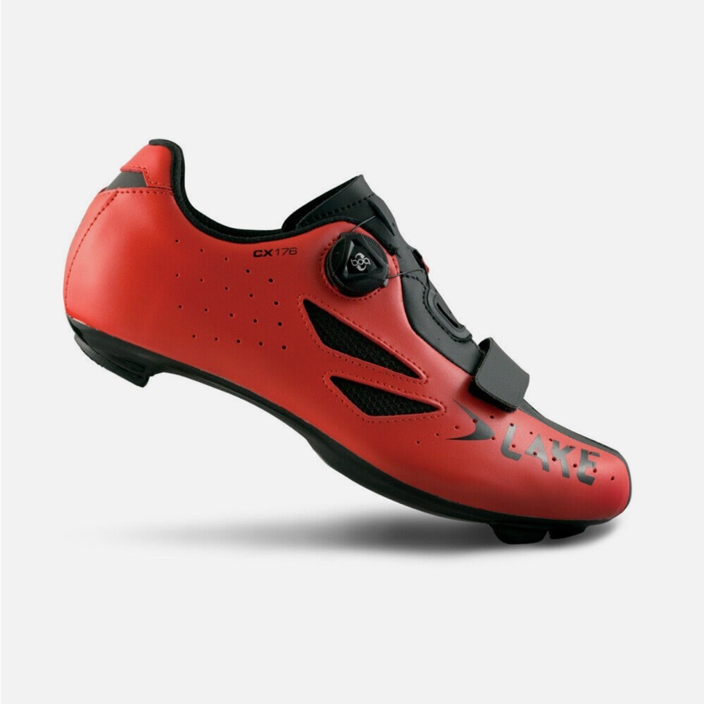 LAKE CX176 Leather Cycling Shoes: Red Standard-Width Unisex size 8 BRAND NEW